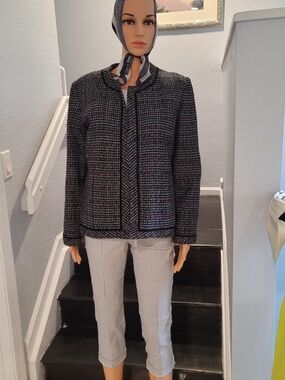 Black Multicolor Tweed Open-Front Jacket